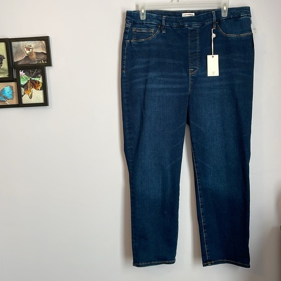 Good American Good Legs Straight Indigo Wash Denim Pull On Jeans size 6 (3XL) - Picture 1 of 16